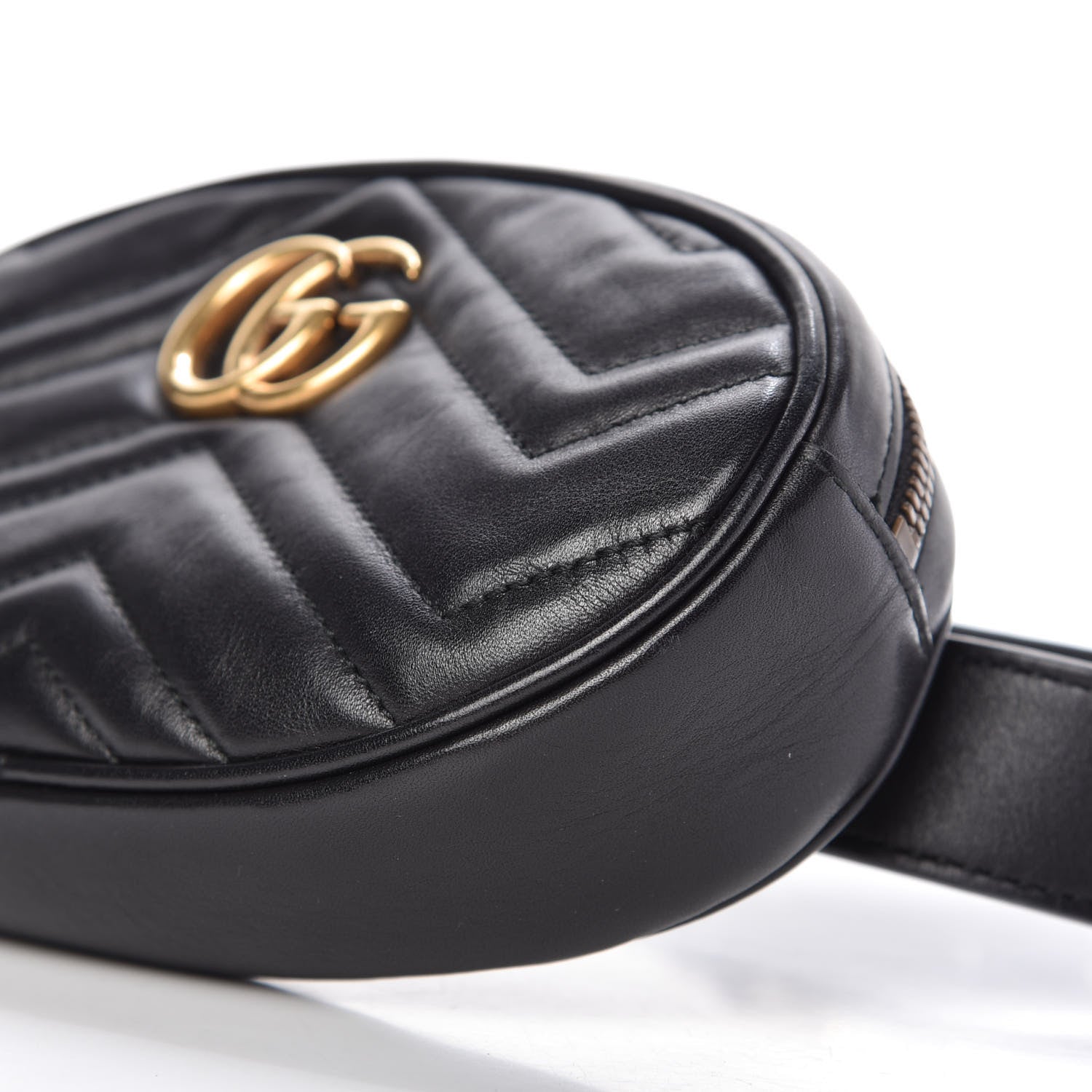 Gucci Calfskin Matelasse GG Marmont Belt Bag 85 34 Black 7 of 11