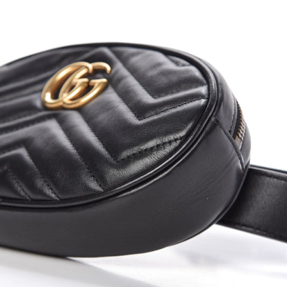 Gucci Calfskin Matelasse GG Marmont Belt Bag 85 34 Black 7 of 11