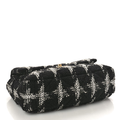 Chanel Tweed Quilted Large Chanel 19 Flap Black White 4 of 11