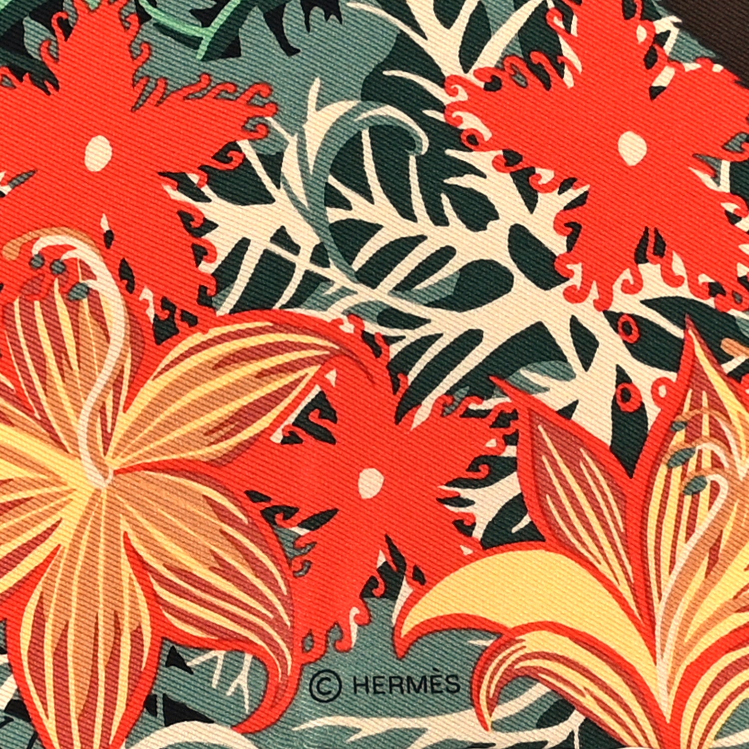 Hermes Silk Tyger Tyger Scarf 70 Black Beige Corail 3 of 4