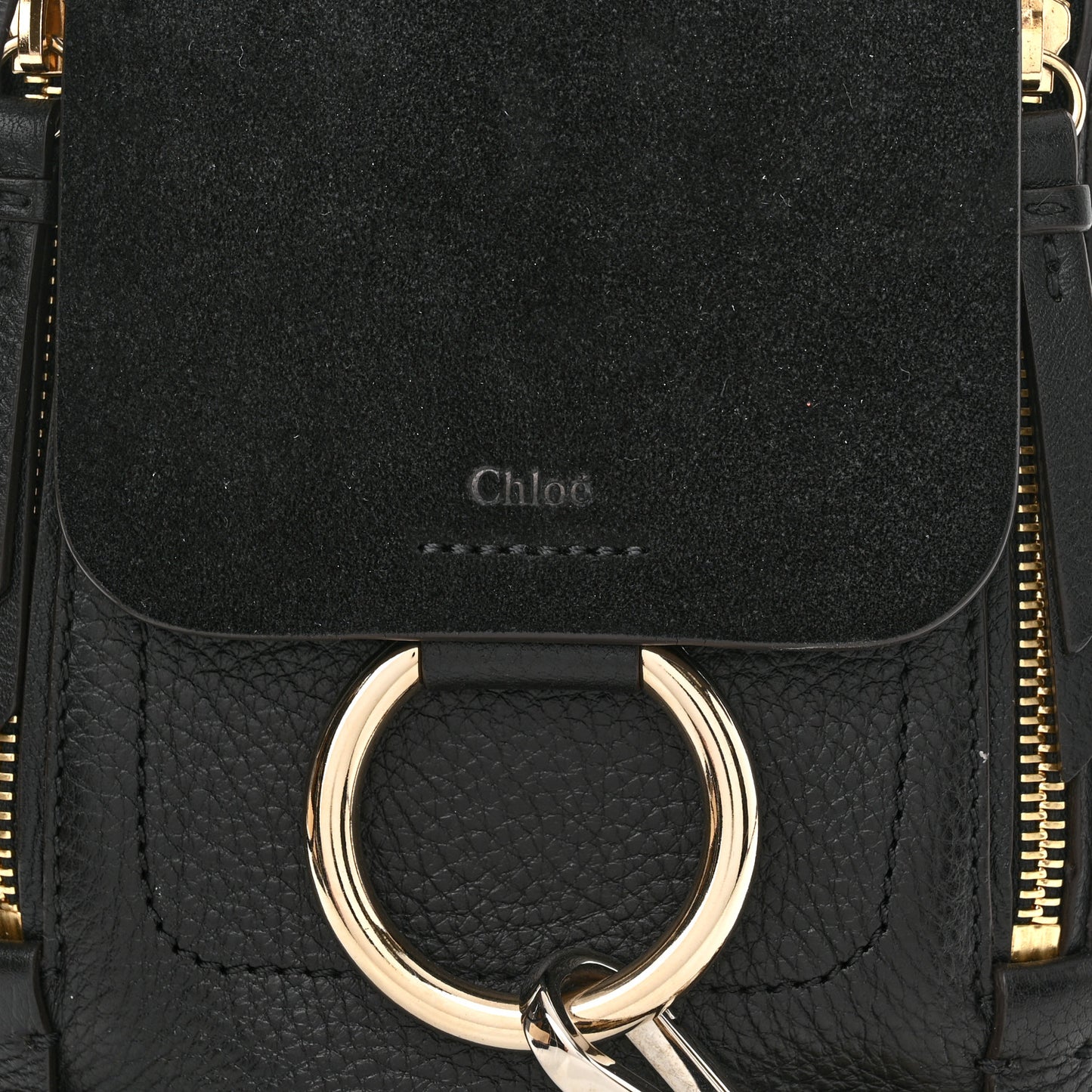 Suede Calfskin Mini Faye Backpack Black
