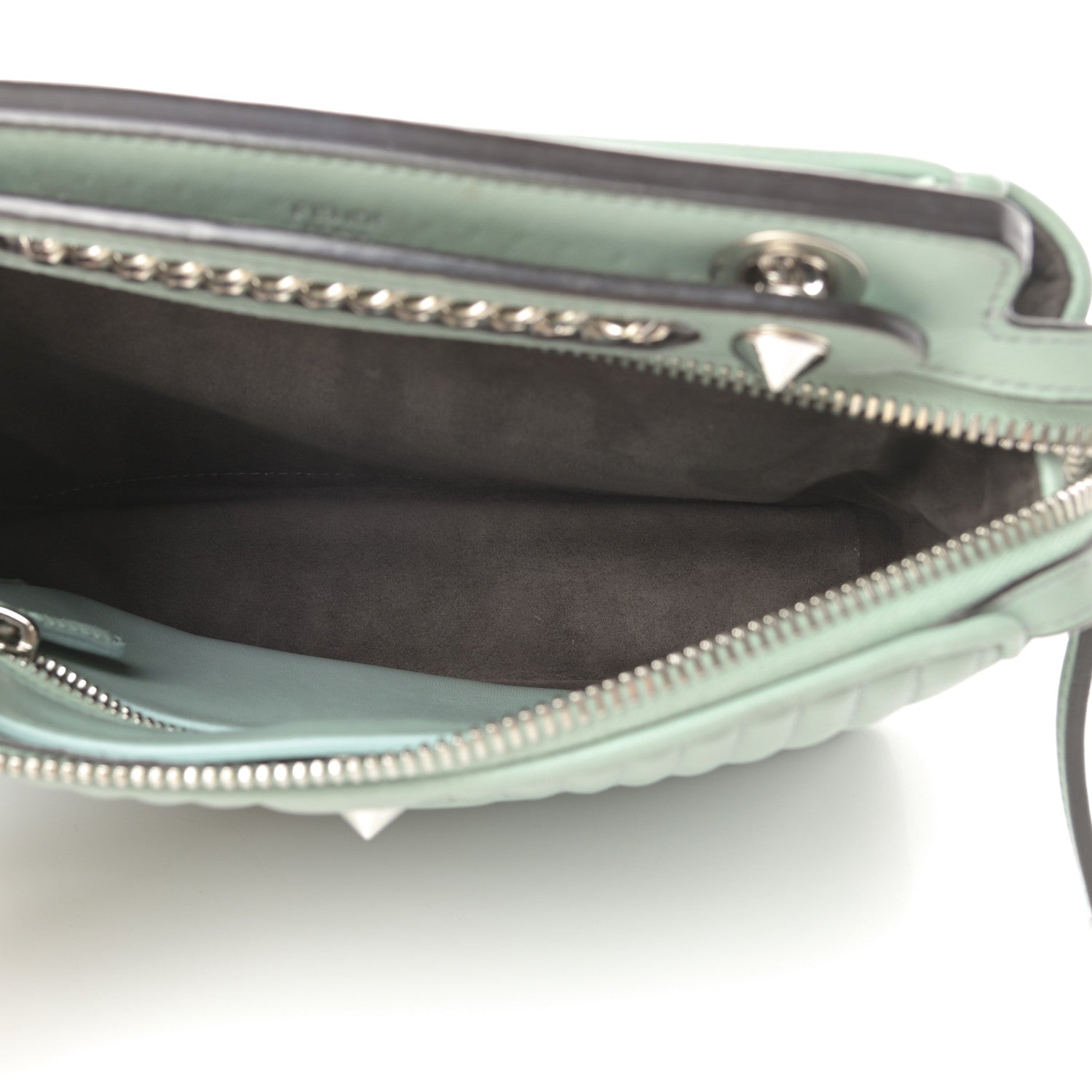 Fendi Shiny Nappa Trapuntata Chain Small DotCom Click Chain Satchel Pale Blue 5 of 15