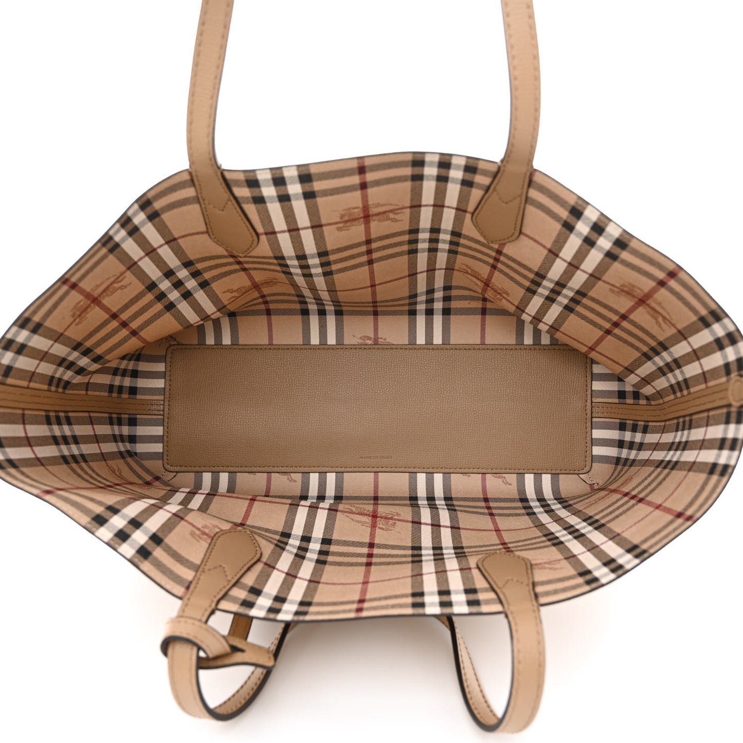 Grainy Calfskin Haymarket Check Medium Reversible Tote Camel
