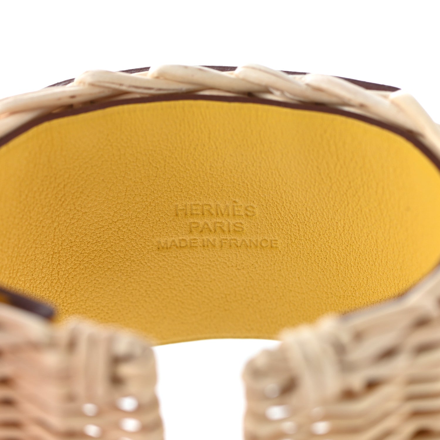 Hermes Barenia Osier Collier De Chien CDC Picnic Bracelet T3 Jaune De Naples 4 of 6