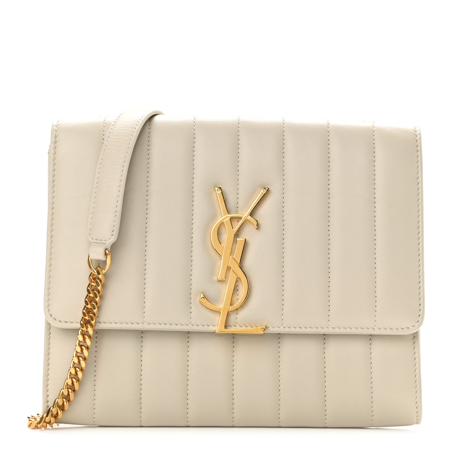 Lambskin Matelasse Monogram Vicky Chain Wallet Off White