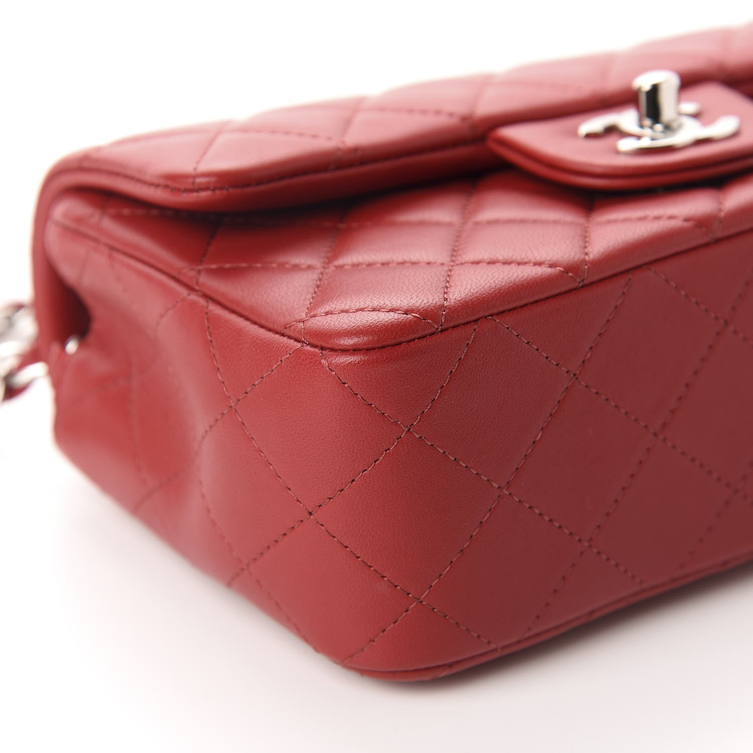 Chanel Lambskin Quilted Mini Rectangular Flap Red 6 of 11