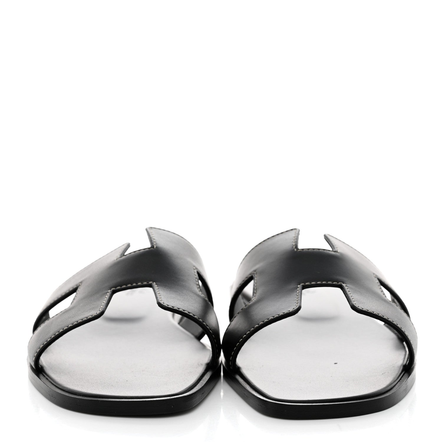 Hermes Box Calfskin Oran Sandals 39 Black 2 of 8