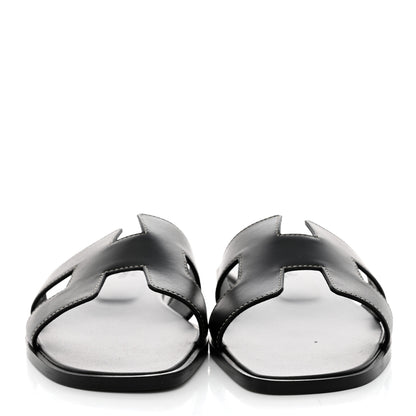 Hermes Box Calfskin Oran Sandals 39 Black 2 of 8