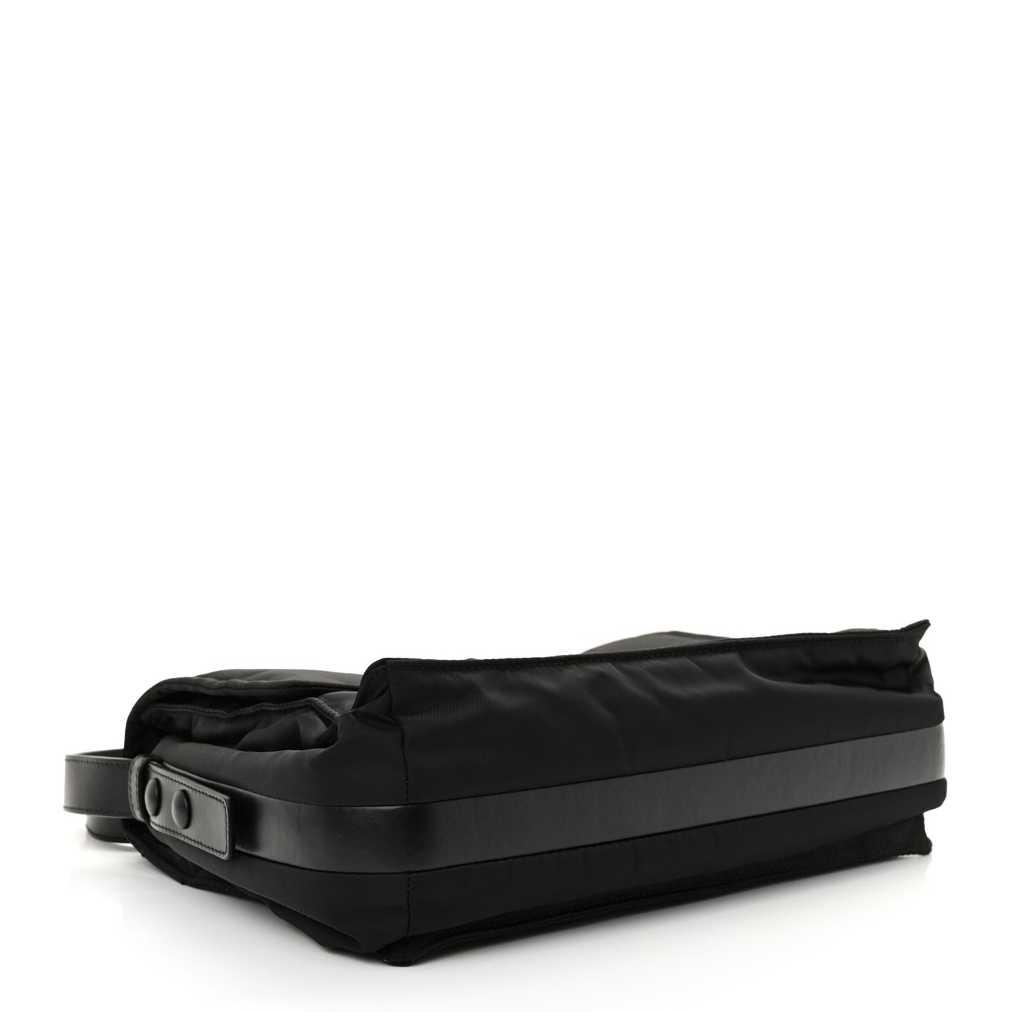 Re-Nylon Vitello Padded Large Flap Shoulder Bag Black