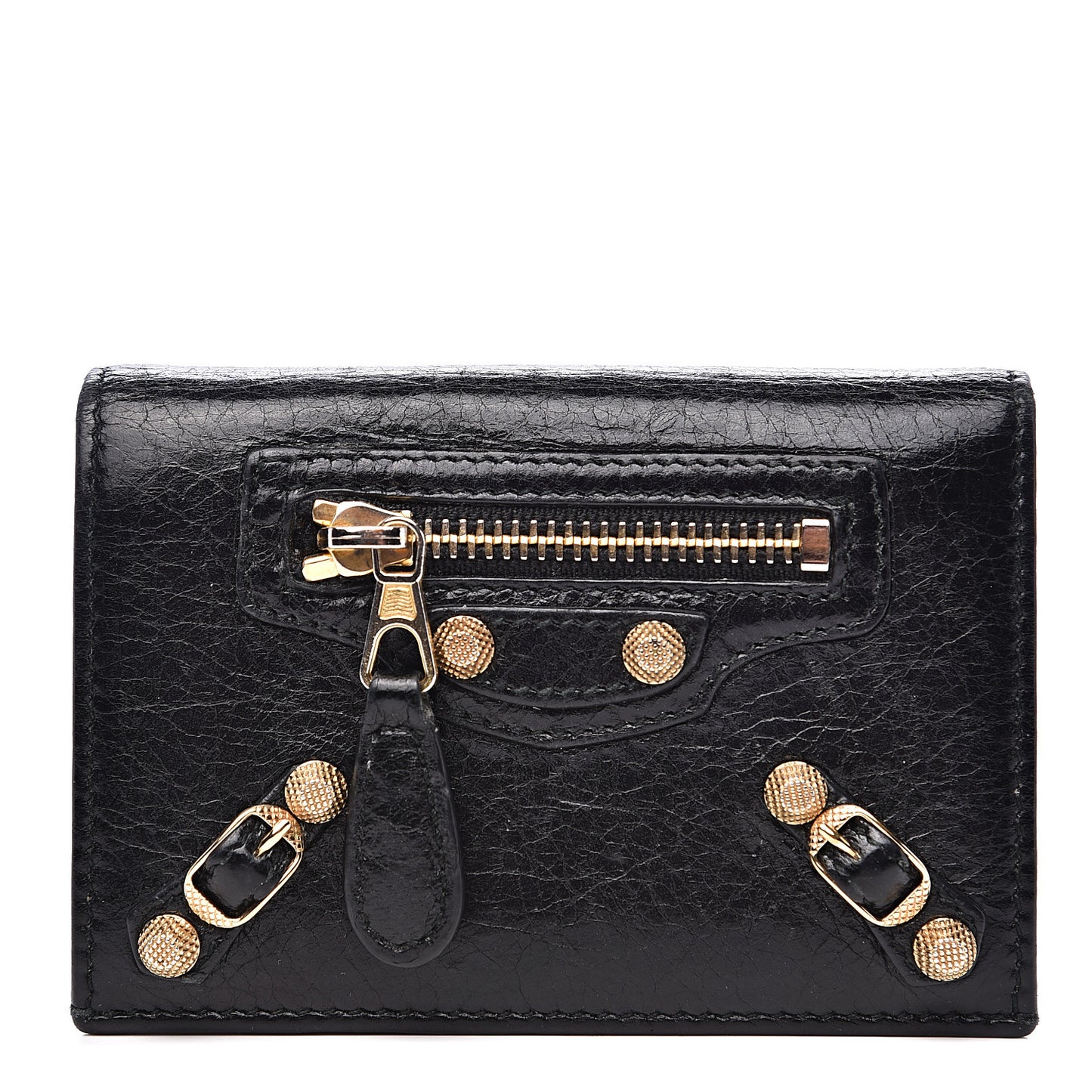 Agneau Giant 12 Gold Hardware Card Case Black