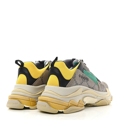 Balenciaga X GUCCI Maxi GG Supreme Monogram Mens Triple S Sneakers 45 Beige Ebony Black Green 4 of 8
