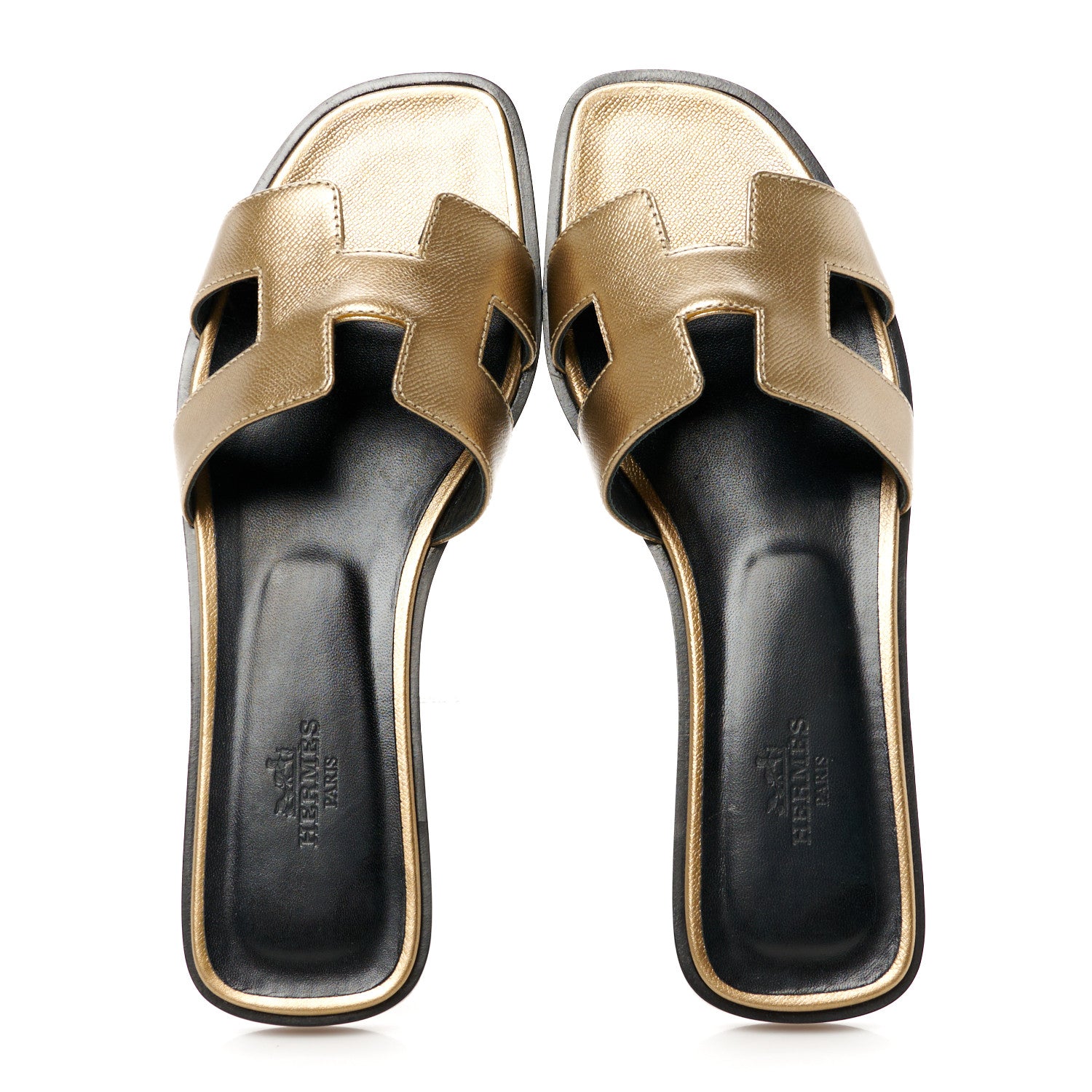 Hermes Metallic Epsom Oran Sandals 36.5 Vert Bronze 2 of 9