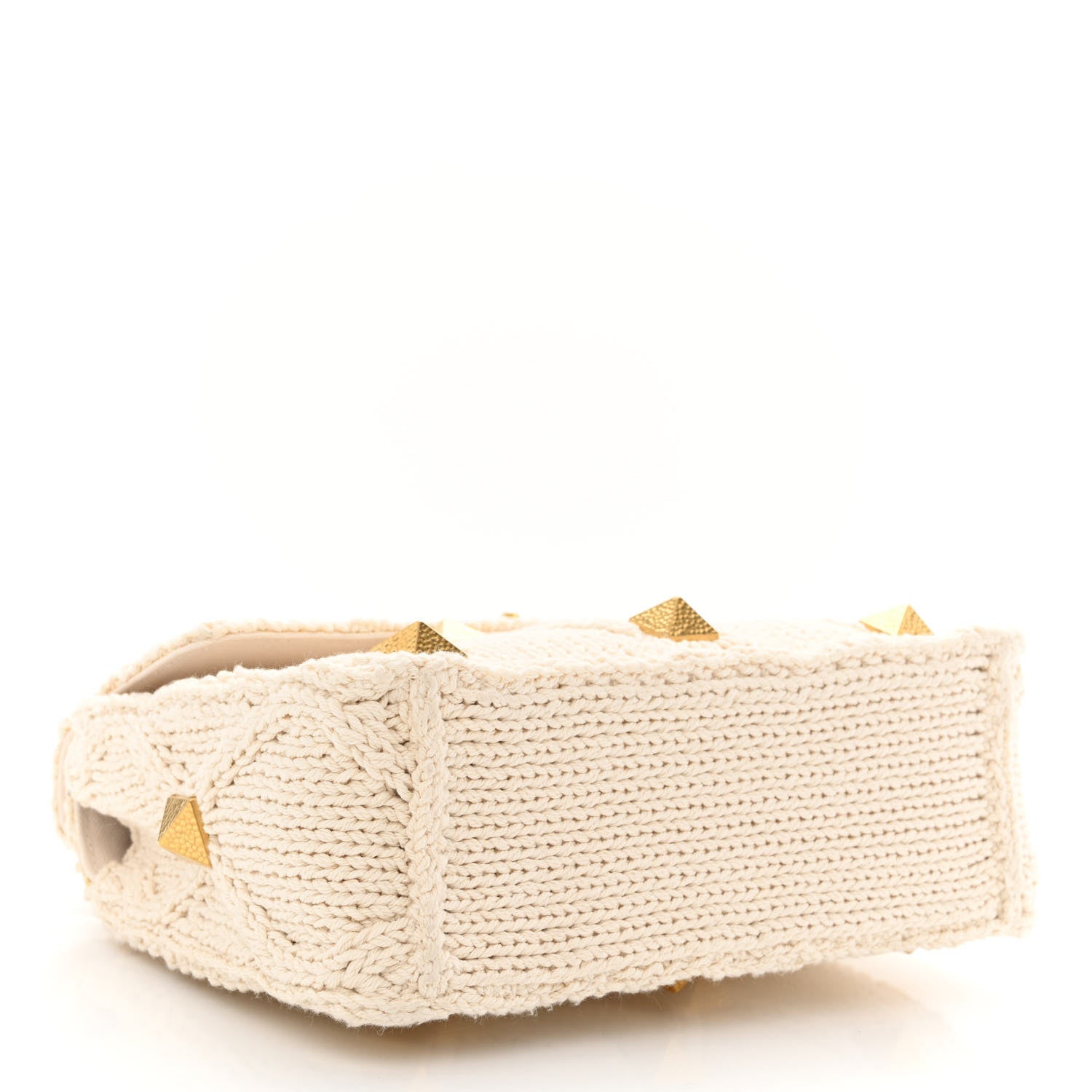 Valentino Garavani Knit Medium Roman Stud Shoulder Bag Ecru 4 of 12