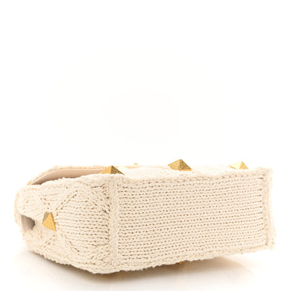 Valentino Garavani Knit Medium Roman Stud Shoulder Bag Ecru 4 of 12