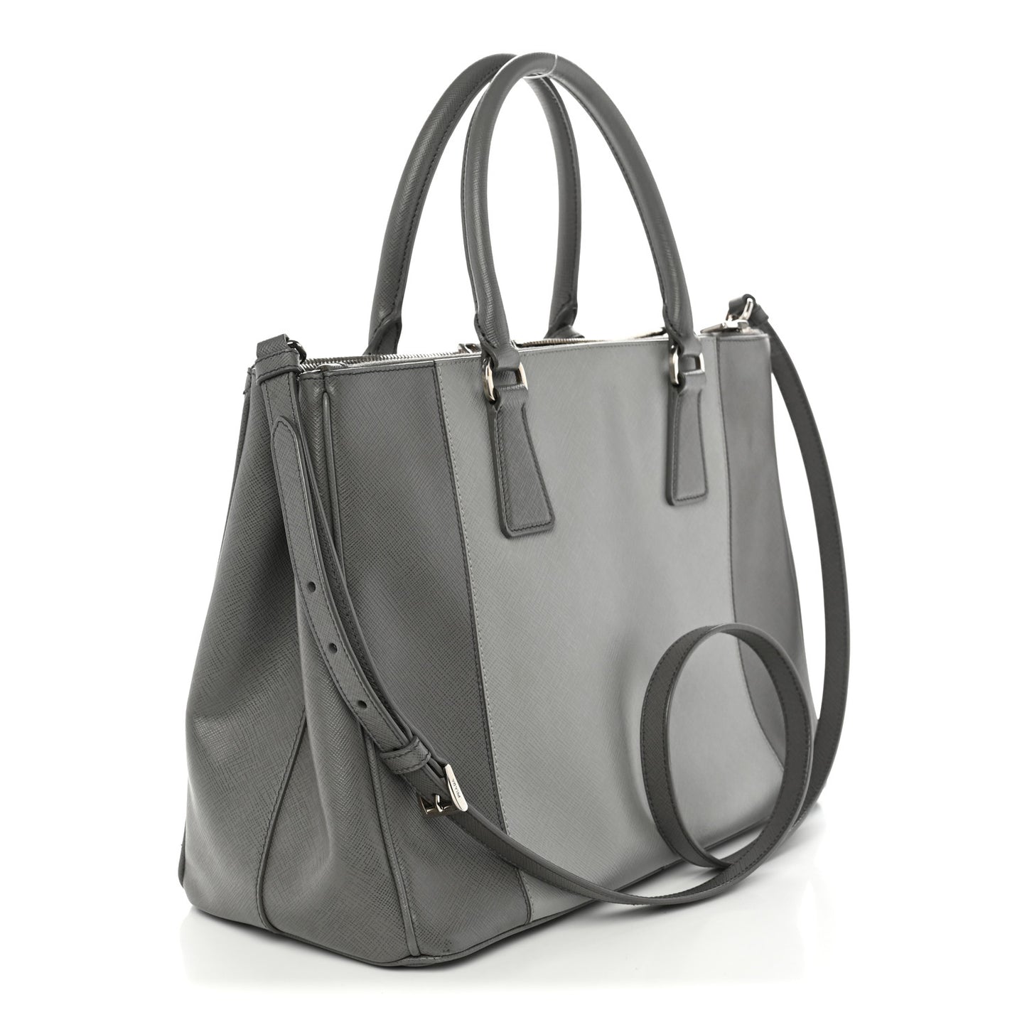 Saffiano Lux Colorblock Medium Galleria Double Zip Tote Marmo Nube