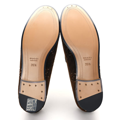 Gucci Velvet GG Monogram Horsebit Womens Jordaan Loafers 35.5 Brown Black 6 of 10