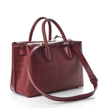 MCM Calfskin Crocodile Embossed Medium Milla Tote Ruby 3 of 8