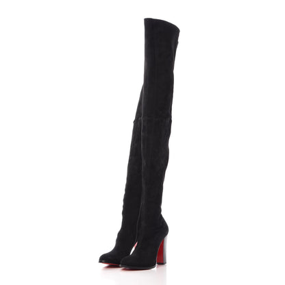 Christian Louboutin Veau Velours Verusch 100 Over The Knee Boots 38 Black 3 of 7