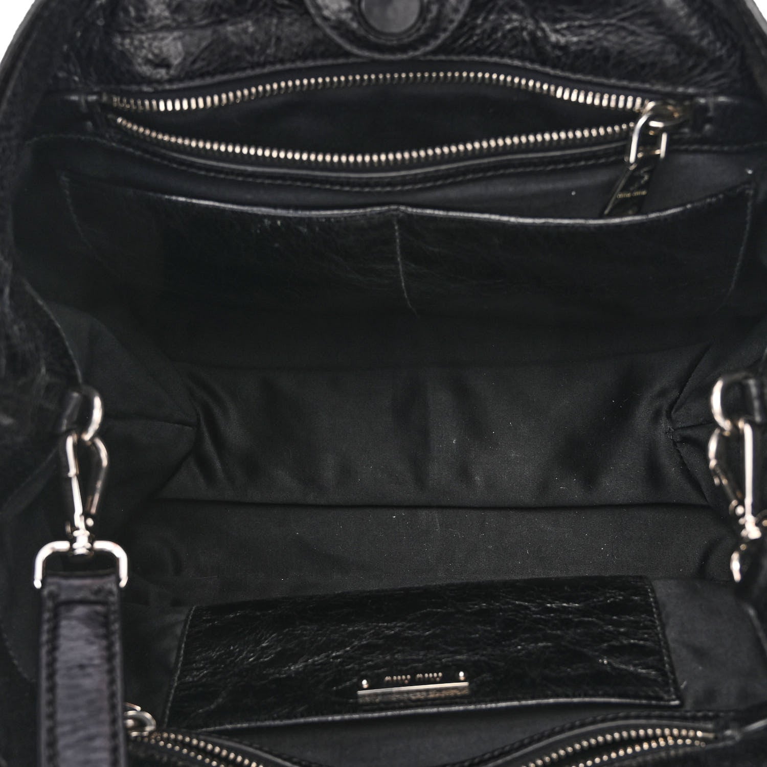 Miu Miu Vitello Shine Top Handle Satchel Black 4 of 8