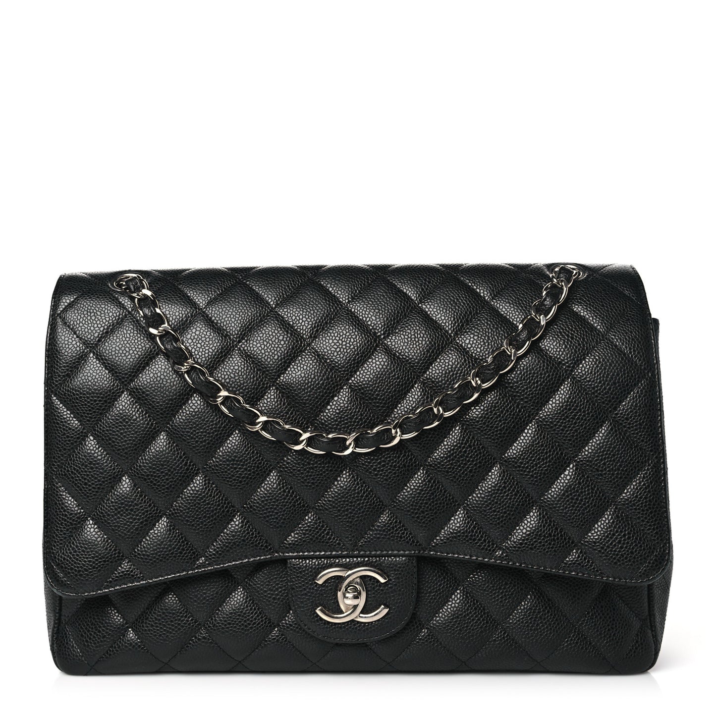 Caviar Quilted Maxi Double Flap Black