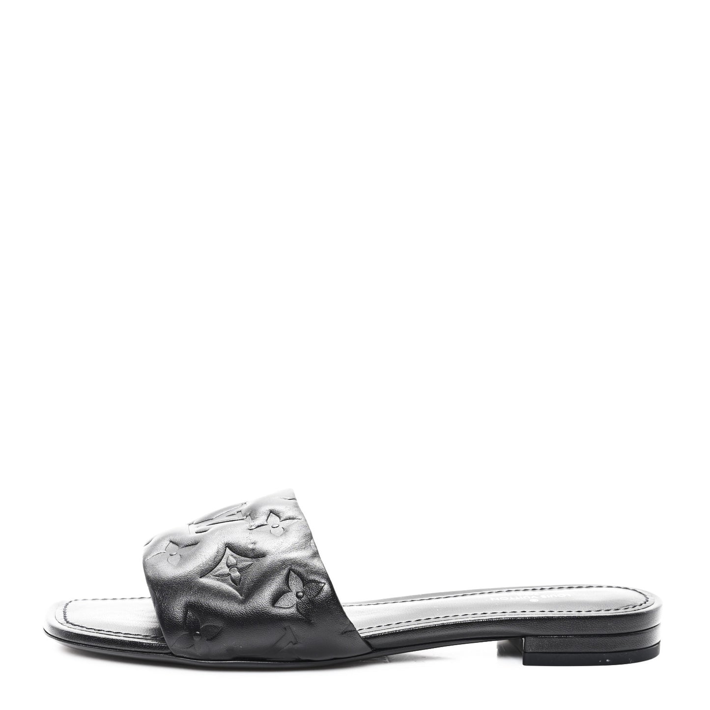 Lambskin Embossed Monogram Revival Flat Mules 37 Black