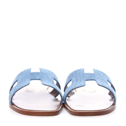 Hermes Denim Canvas Oran Sandals 39 Bleu Clair 2 of 11