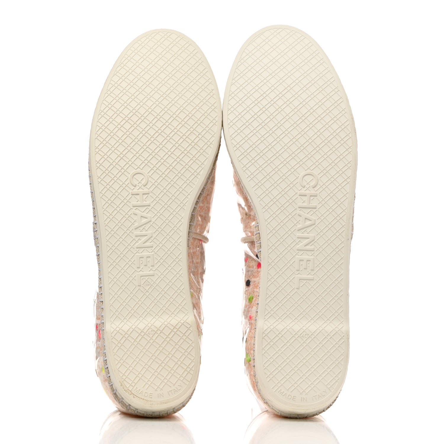 Chanel PVC Tweed CC Espadrilles 40 Coral White Transparent 5 of 9