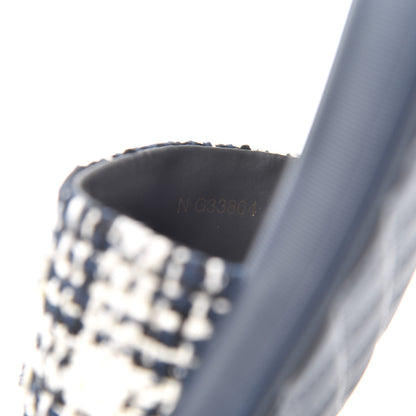 Chanel Tweed Rubber CC Flat Mules 36 Navy 8 of 14