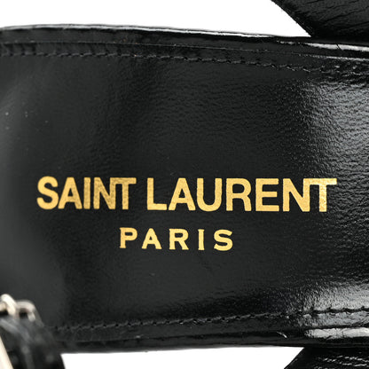 Saint Laurent Ayers Snakeskin Embossed Crystal Giqua 115 Sandals 40.5 Black 6 of 10