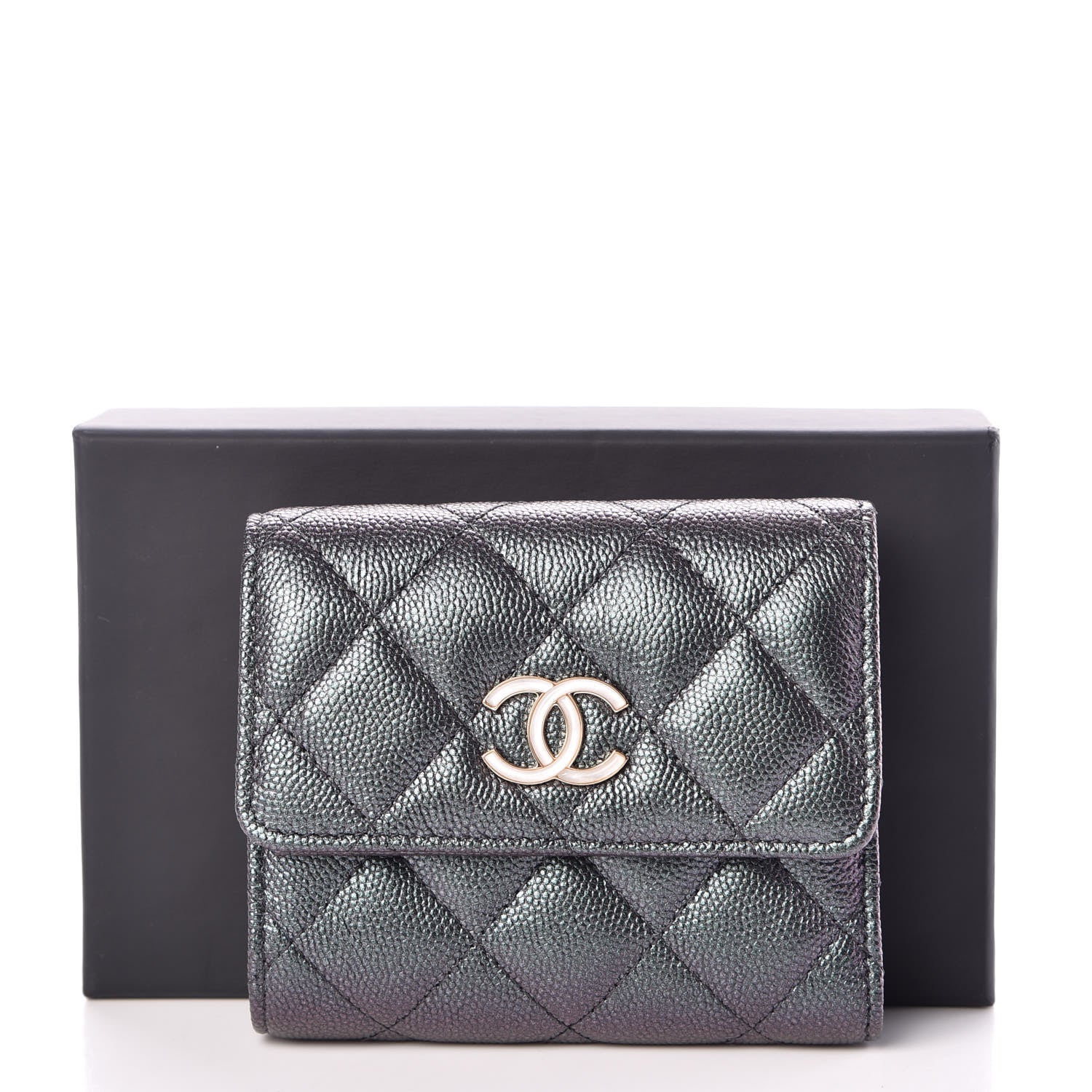 Chanel Iridescent Caviar Quilted Wallet Black 9 of 9