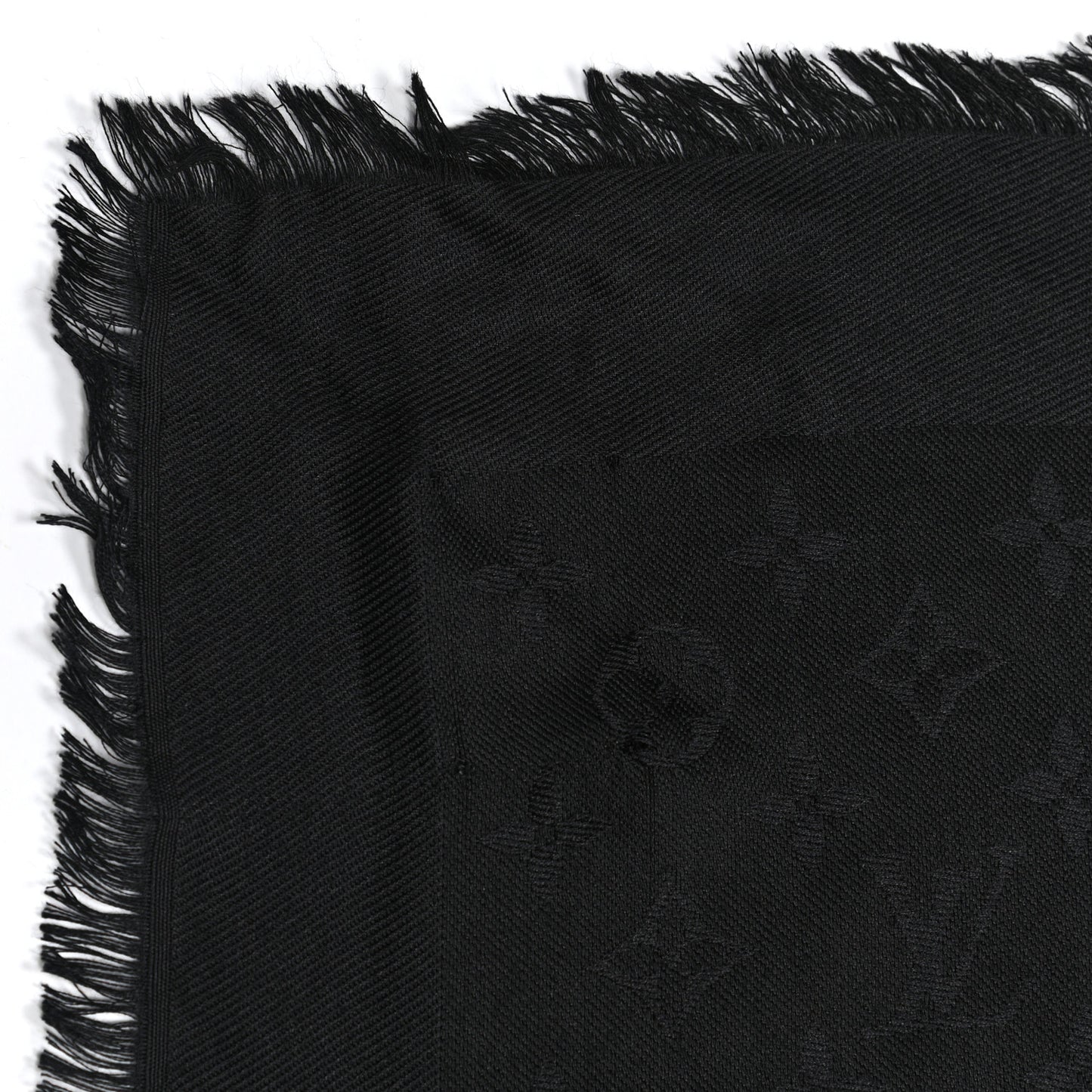 Silk Wool Monogram Shawl Black