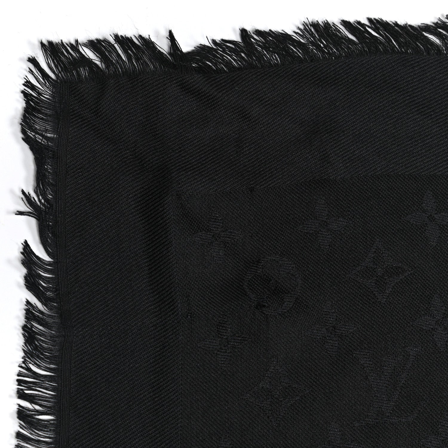Louis Vuitton Silk Wool Monogram Shawl Black 4 of 5