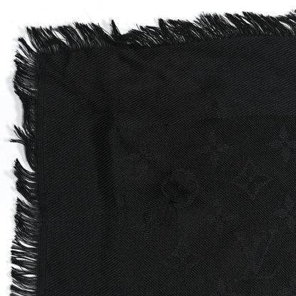 Louis Vuitton Silk Wool Monogram Shawl Black 4 of 5