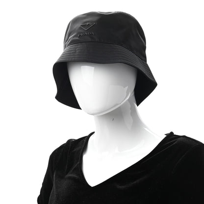 Prada Re-Nylon Rubber Logo Mens Bucket Hat L Black 2 of 7
