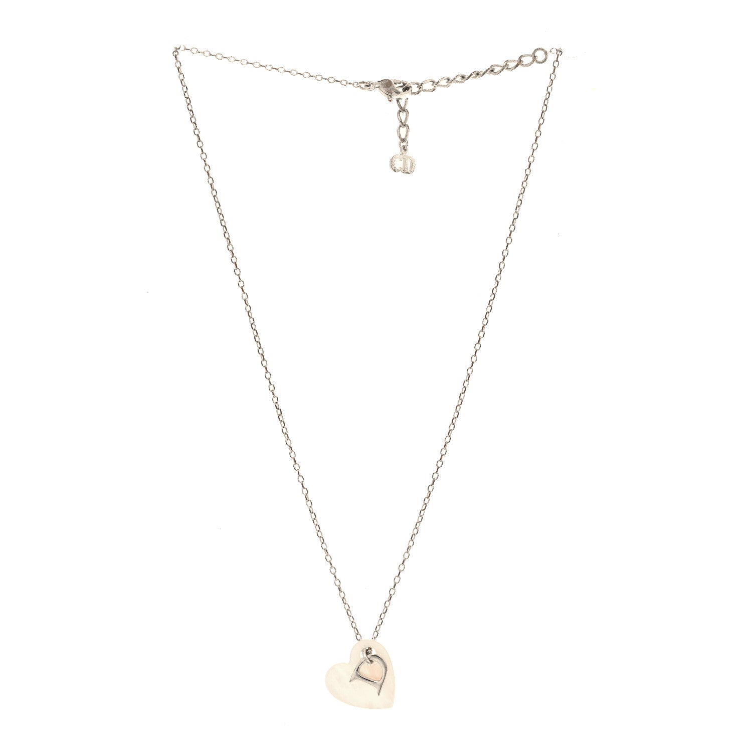 Christian Dior D Heart Necklace Silver 3 of 4