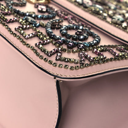 Valentino Garavani Vitello Crystal Embellished Medium Glam Lock Rockstud Flap Poudre 10 of 18