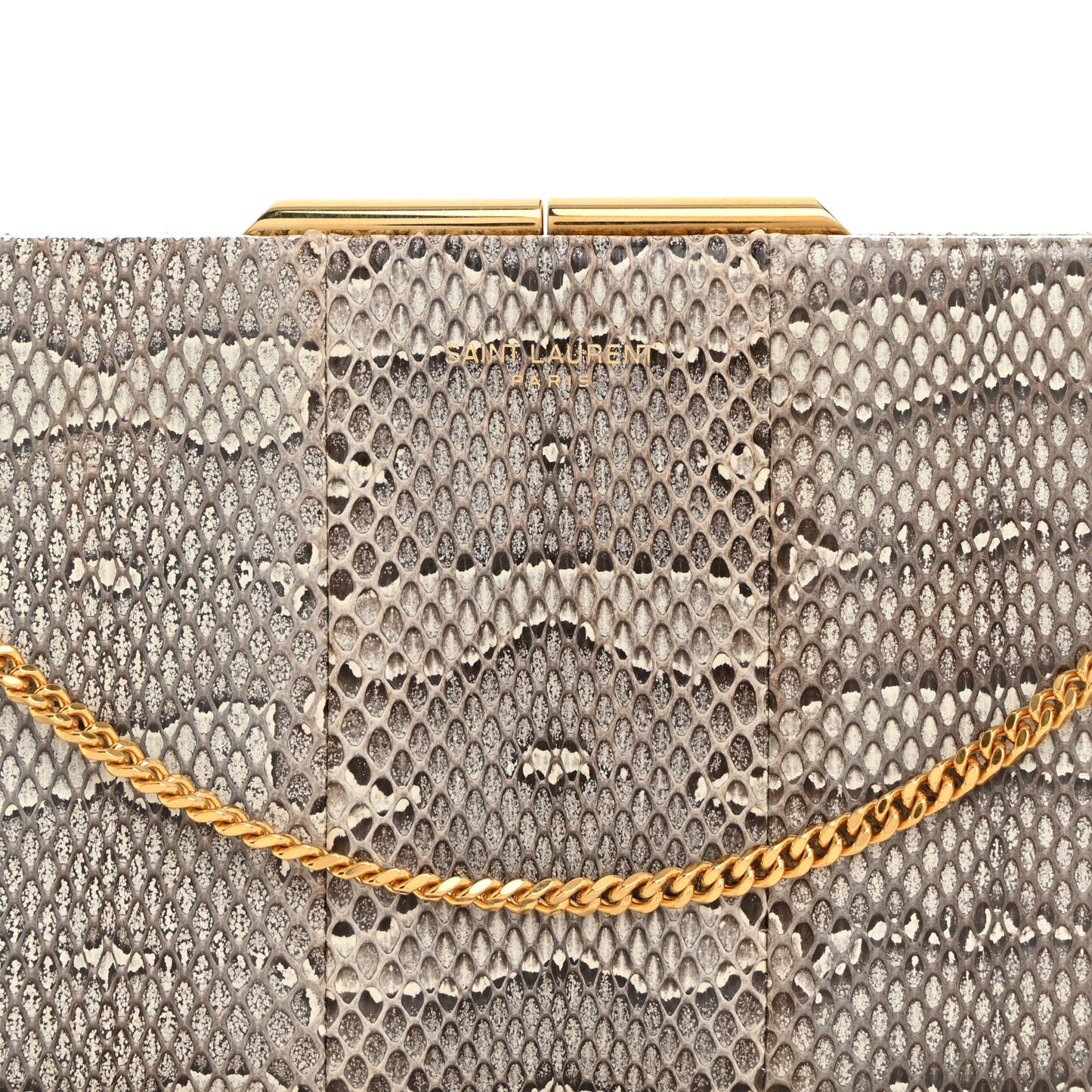 Snakeskin Midnight Clutch Grey White