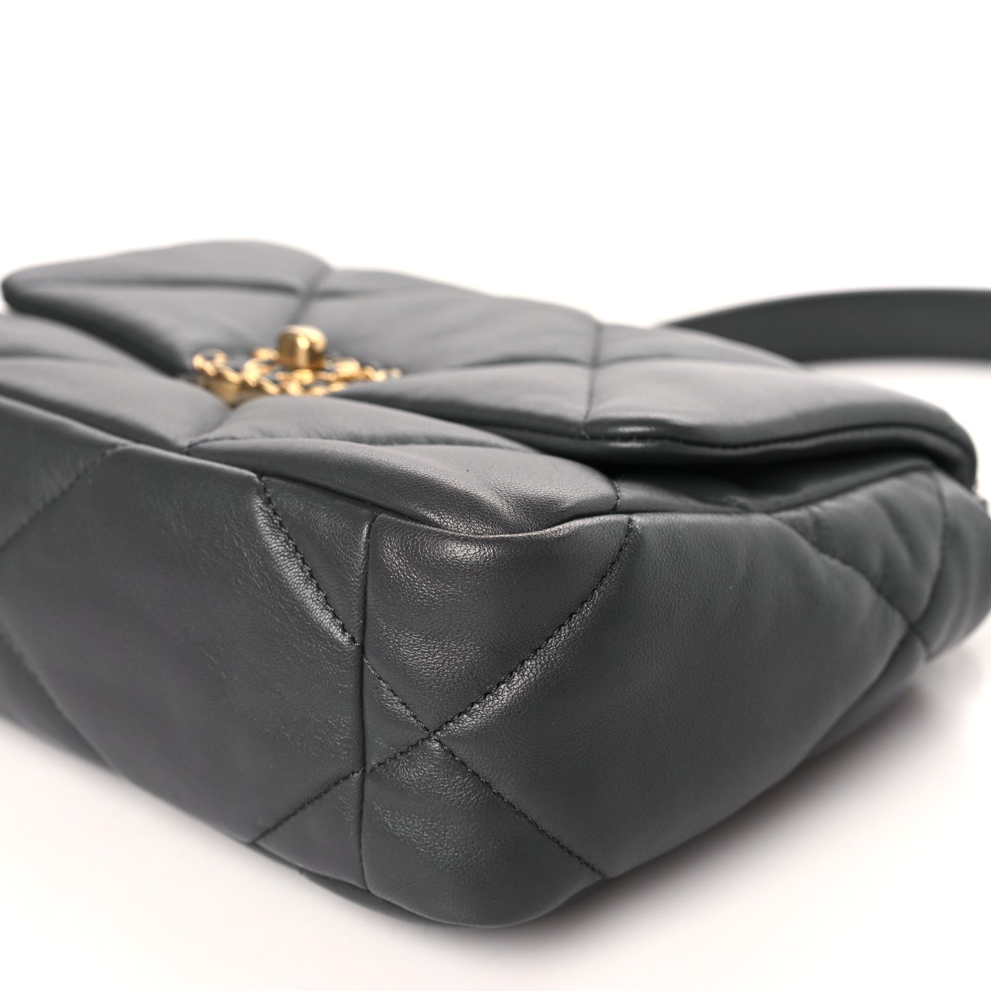 Lambskin Quilted Medium Chanel 19 Flap Dark Grey