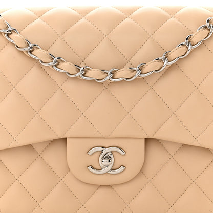 Chanel Lambskin Quilted Jumbo Double Flap Beige 8 of 10