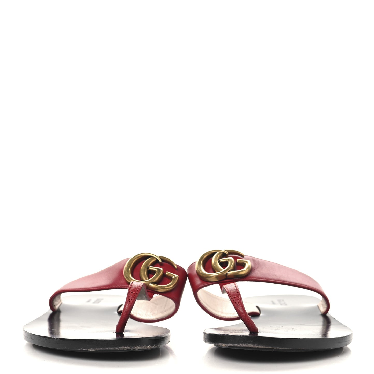 Calfskin GG Marmont Thong Sandals 36.5 Red