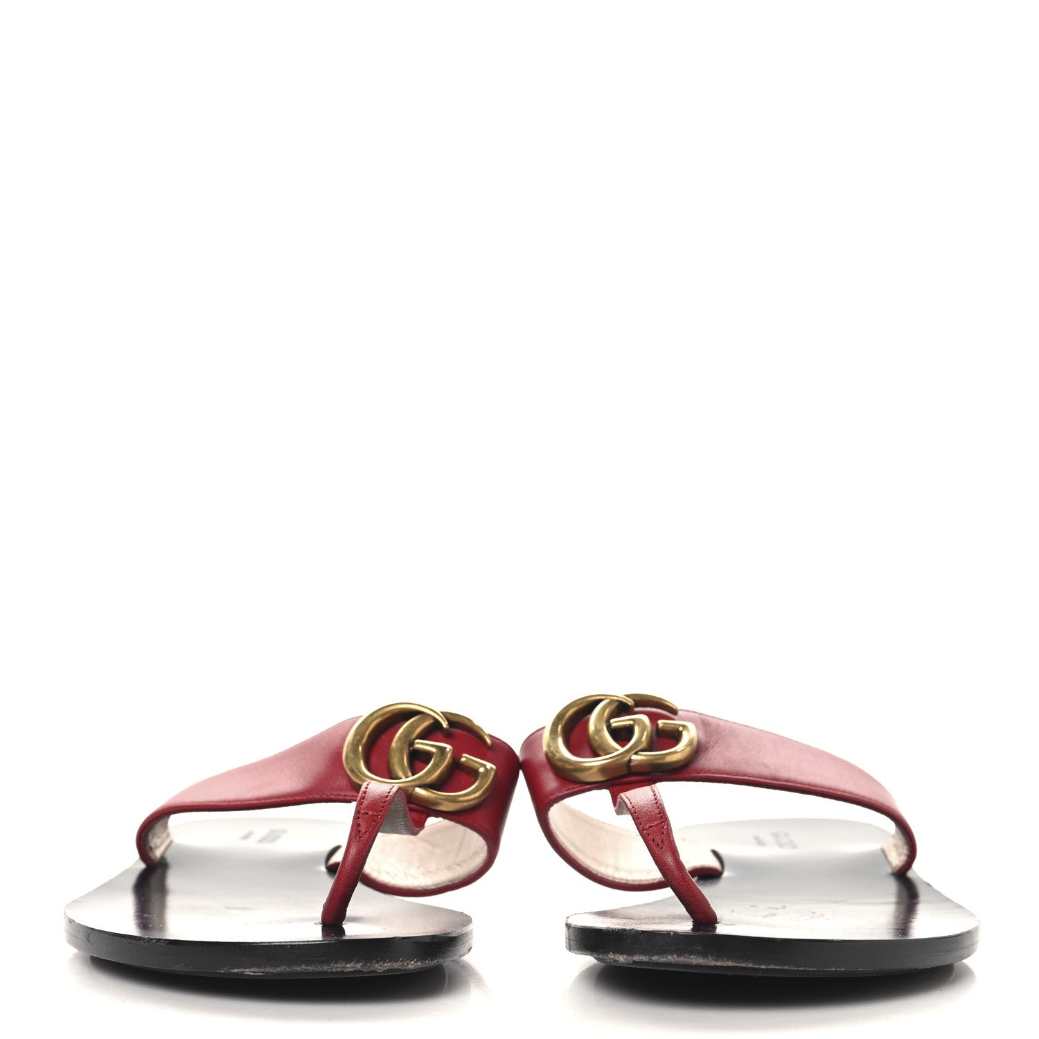 Gucci Calfskin GG Marmont Thong Sandals 36.5 Red 3 of 9