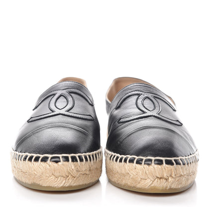 Chanel Lambskin CC Espadrilles 37 Black 3 of 9