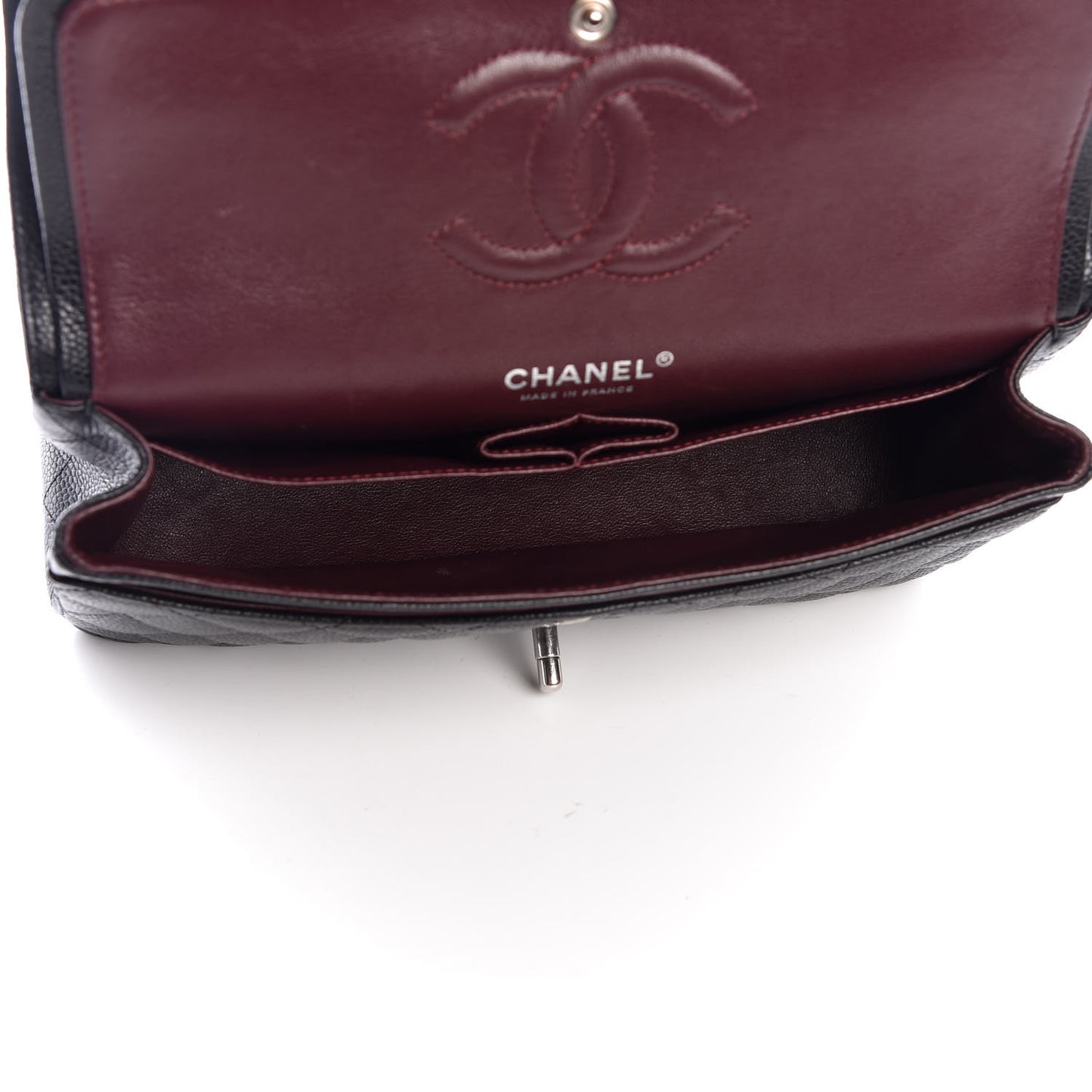 Caviar Quilted Medium Double Flap Black