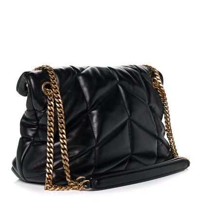 Saint Laurent Lambskin Quilted Small Loulou Puffer Monogram Chain Satchel Black 2 of 11