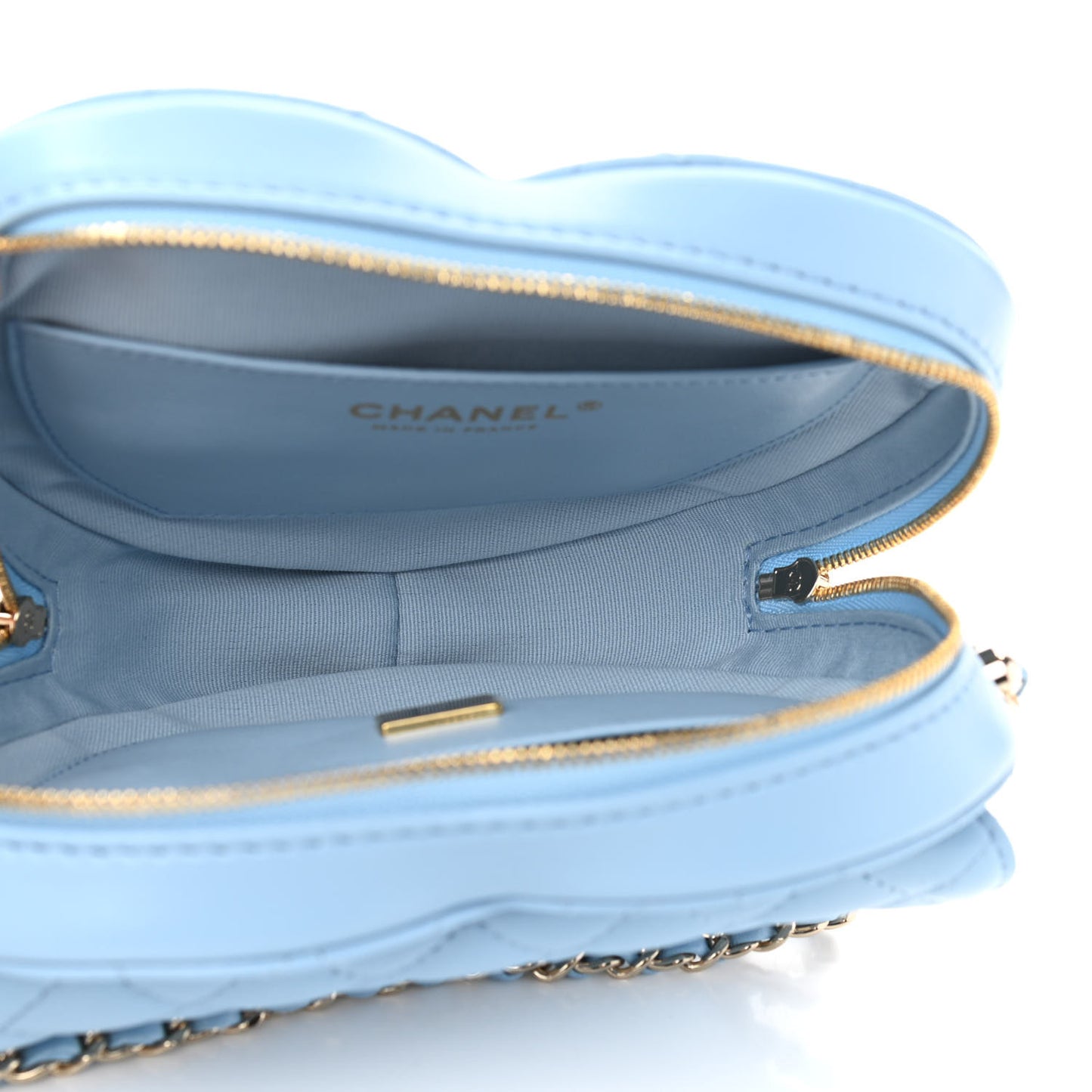 Lambskin Quilted CC In Love Heart Bag Light Blue