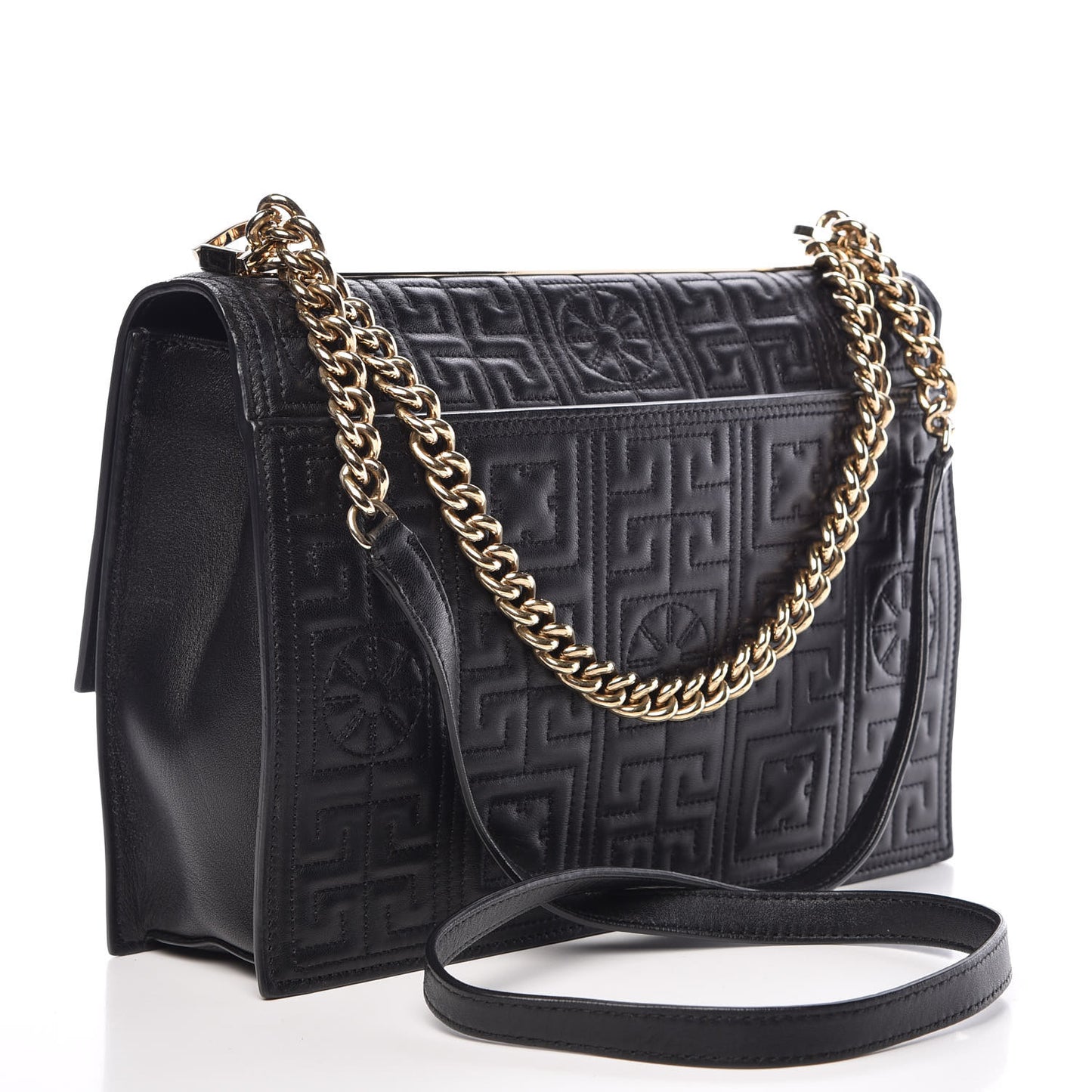 Nappa Ricamo Quilted The Greek Shoulder Bag Black