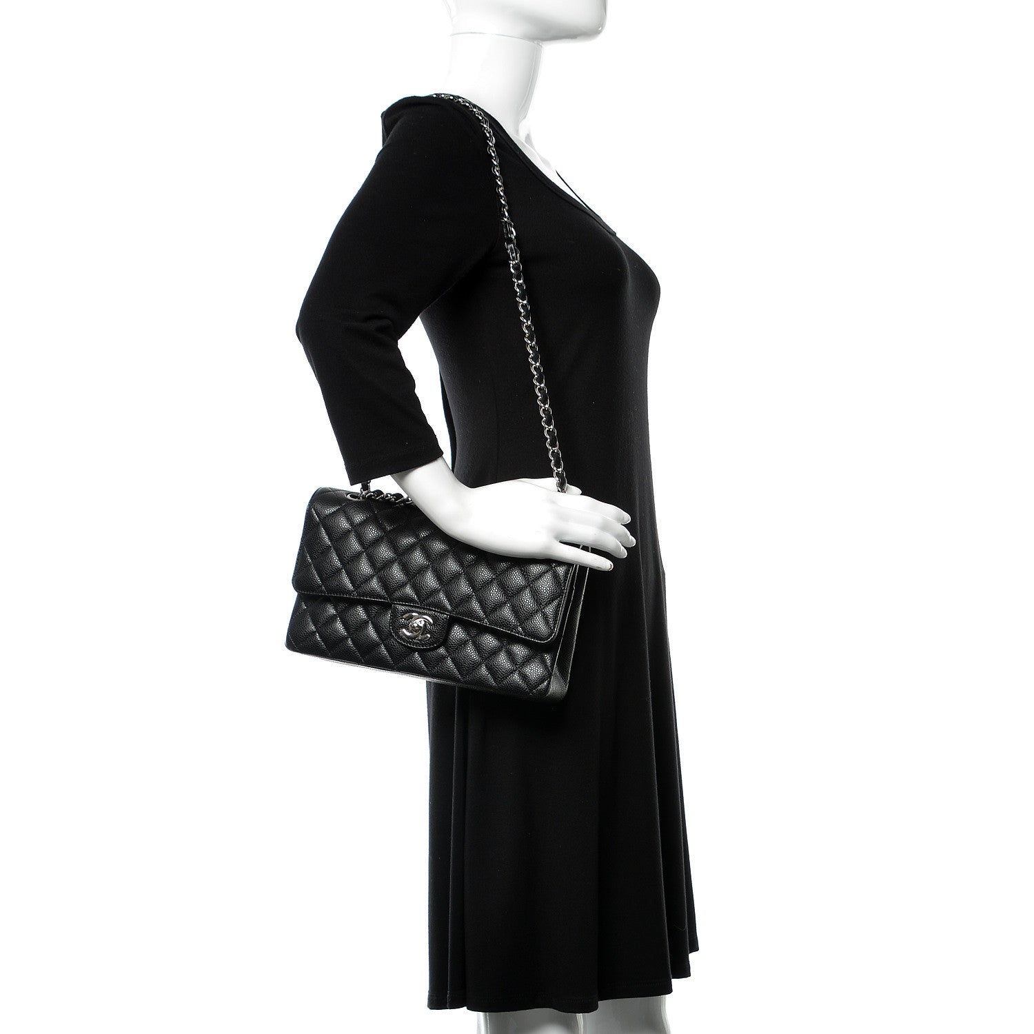 Chanel Caviar Quilted Medium Double Flap Black 2 of 10