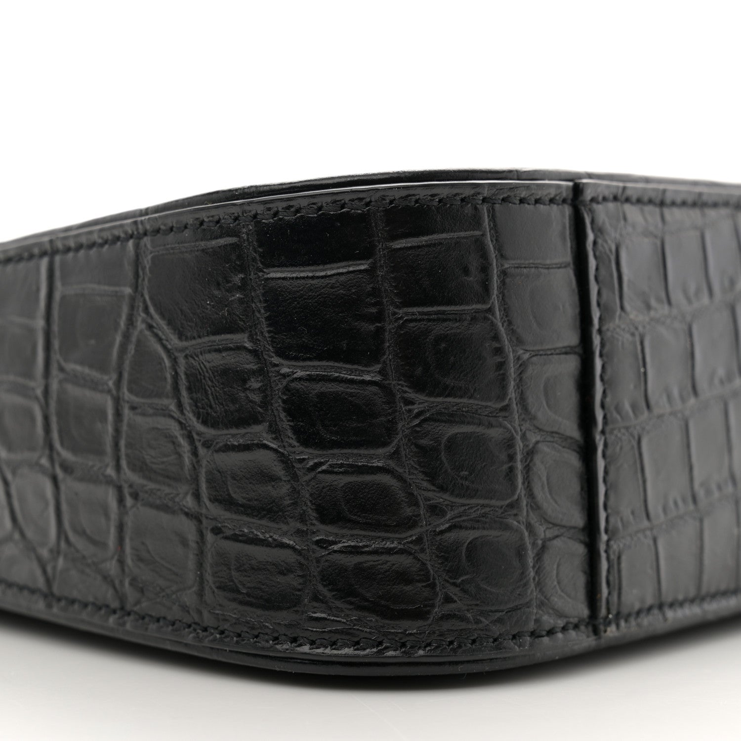 Saint Laurent Calfskin Crocodile Embossed Le 5 A 7 Hobo Black 9 of 10