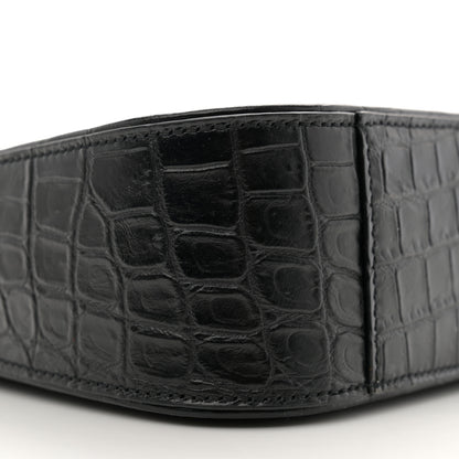Saint Laurent Calfskin Crocodile Embossed Le 5 A 7 Hobo Black 9 of 10