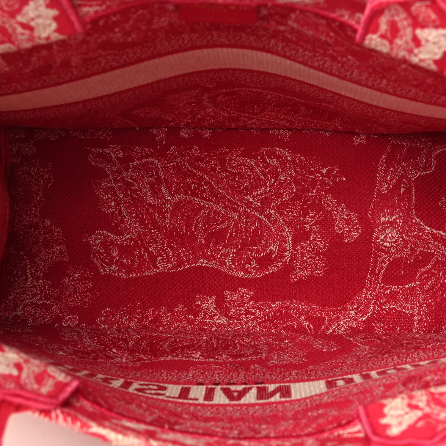 Christian Dior Canvas Embroidered Medium Toile De Jouy Reverse Book Tote Fuchsia 4 of 4
